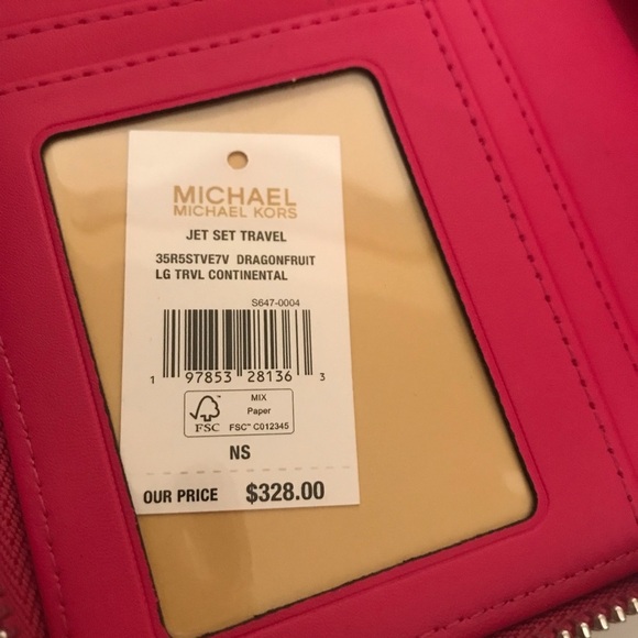 NWT Michael Kors Women's Large Quilted Vegan Leather Zip Around Wallet Pink - Picture 13 of 13